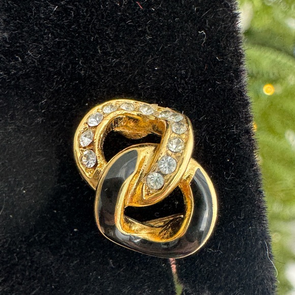 Christian Dior 18K Gold Plated enamel crystals vintage clip on earrings - Picture 16 of 16